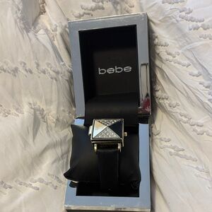 Bebe Black and Silver Geometric Statement Watch